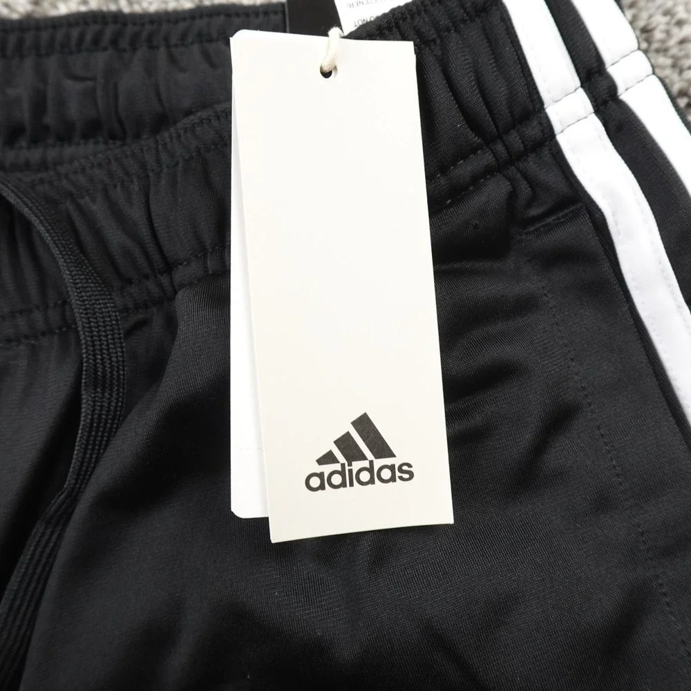 NEW Adidas Pants Mens M Black Track Warm Up Drawstring Jogger Sweatpants Run Gym